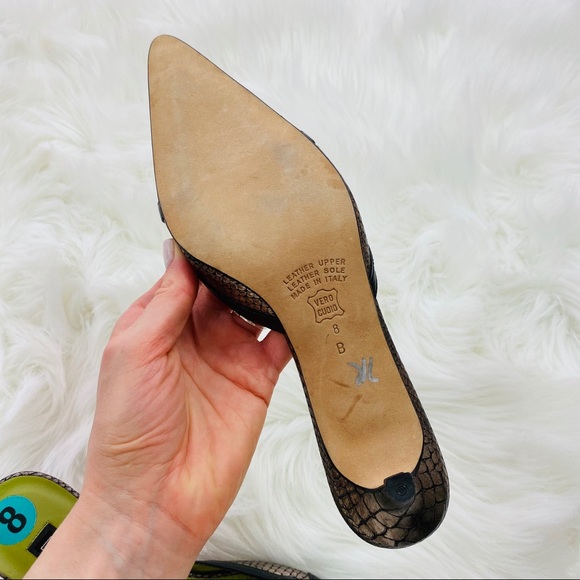 Cavallini Silver Reptile Print Pointed Toe Heels 8 - Picture 5 of 7